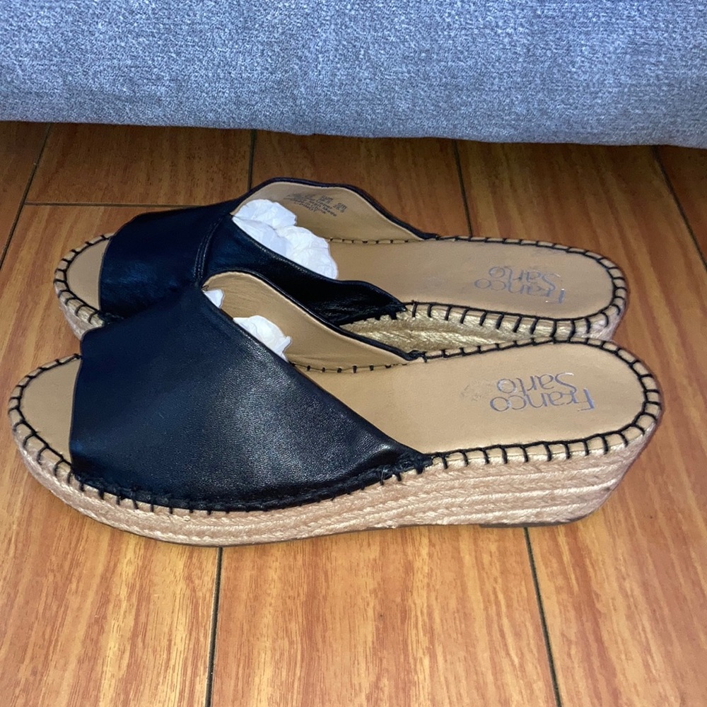 Franco Sarto Leather Espadrille Wedge Slip-on 8.5 NWOT